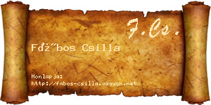 Fábos Csilla névjegykártya